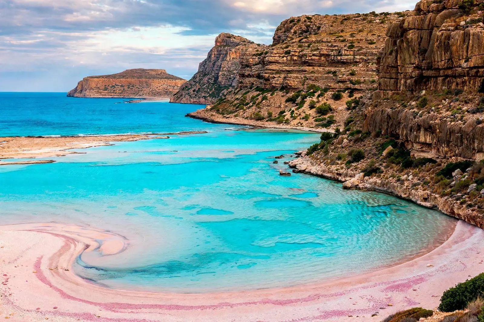 Dramatic coastline of a Greek island with turquoise water