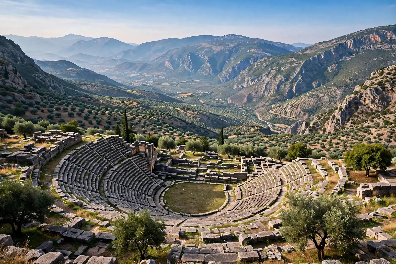 Delphi ancient theater with valley view, mainland Greece