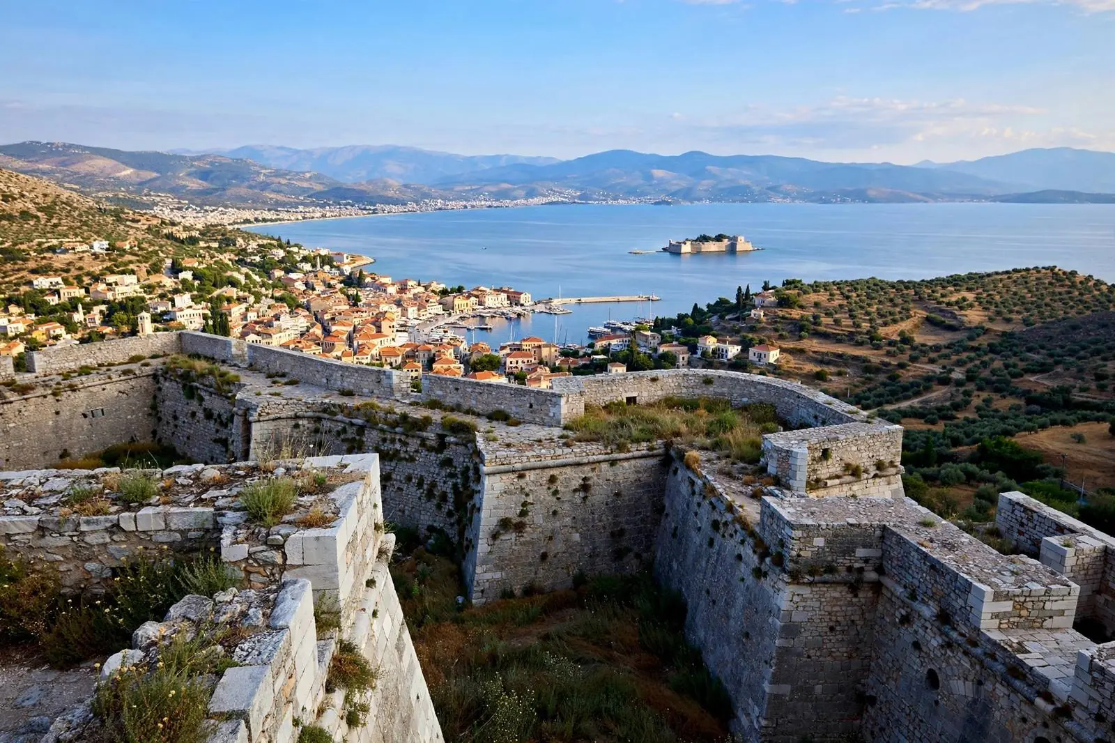 Nafplio Palamidi fortress overlooking the Argolic Gulf, Peloponnese Greece