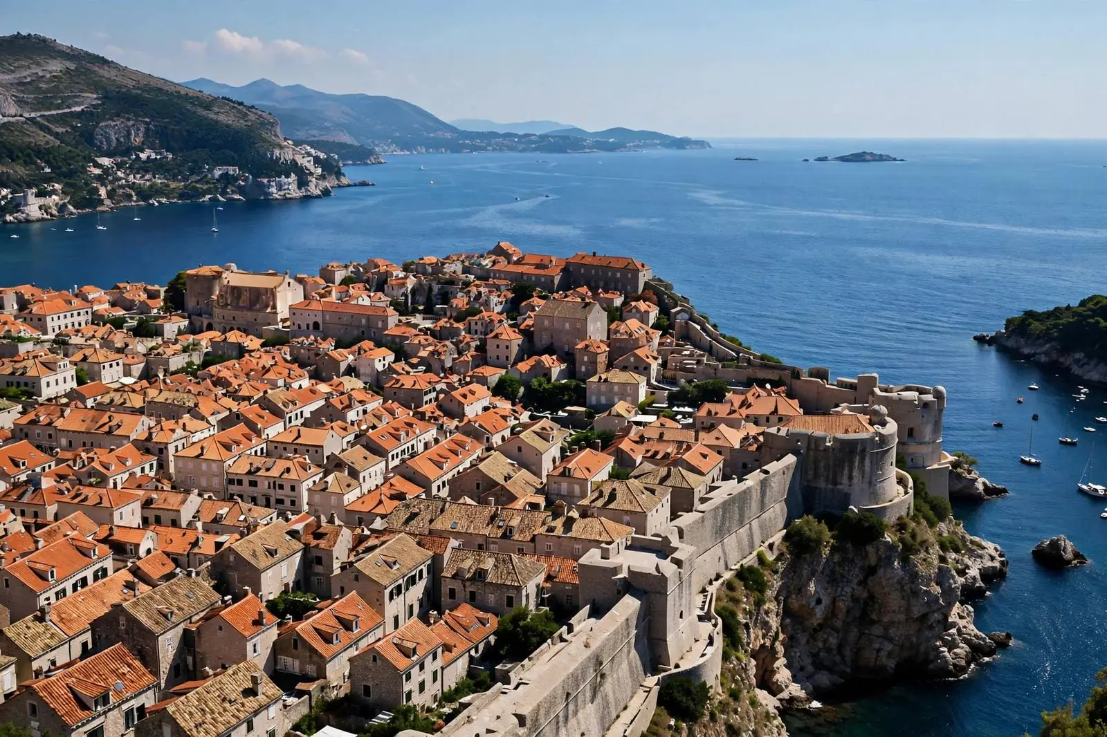 Dubrovnik old town walls and terracotta rooftops above the Adriatic