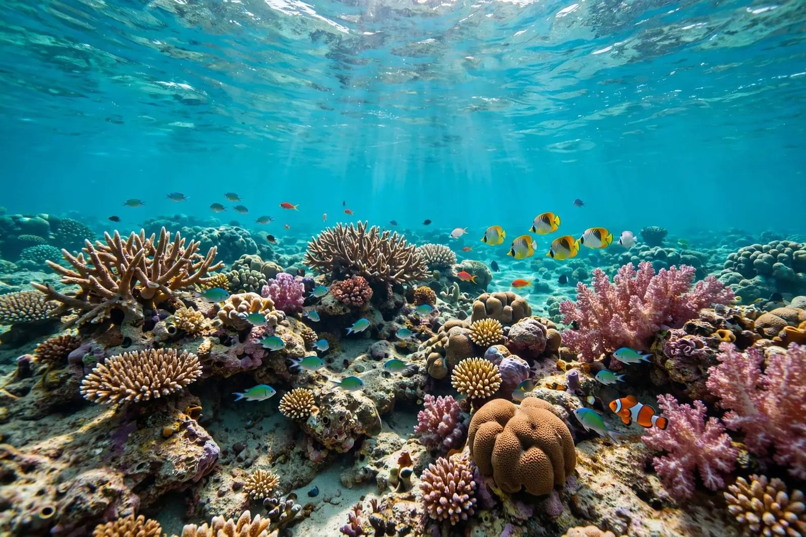 Red Sea coral reef with tropical fish underwater, Egypt diving