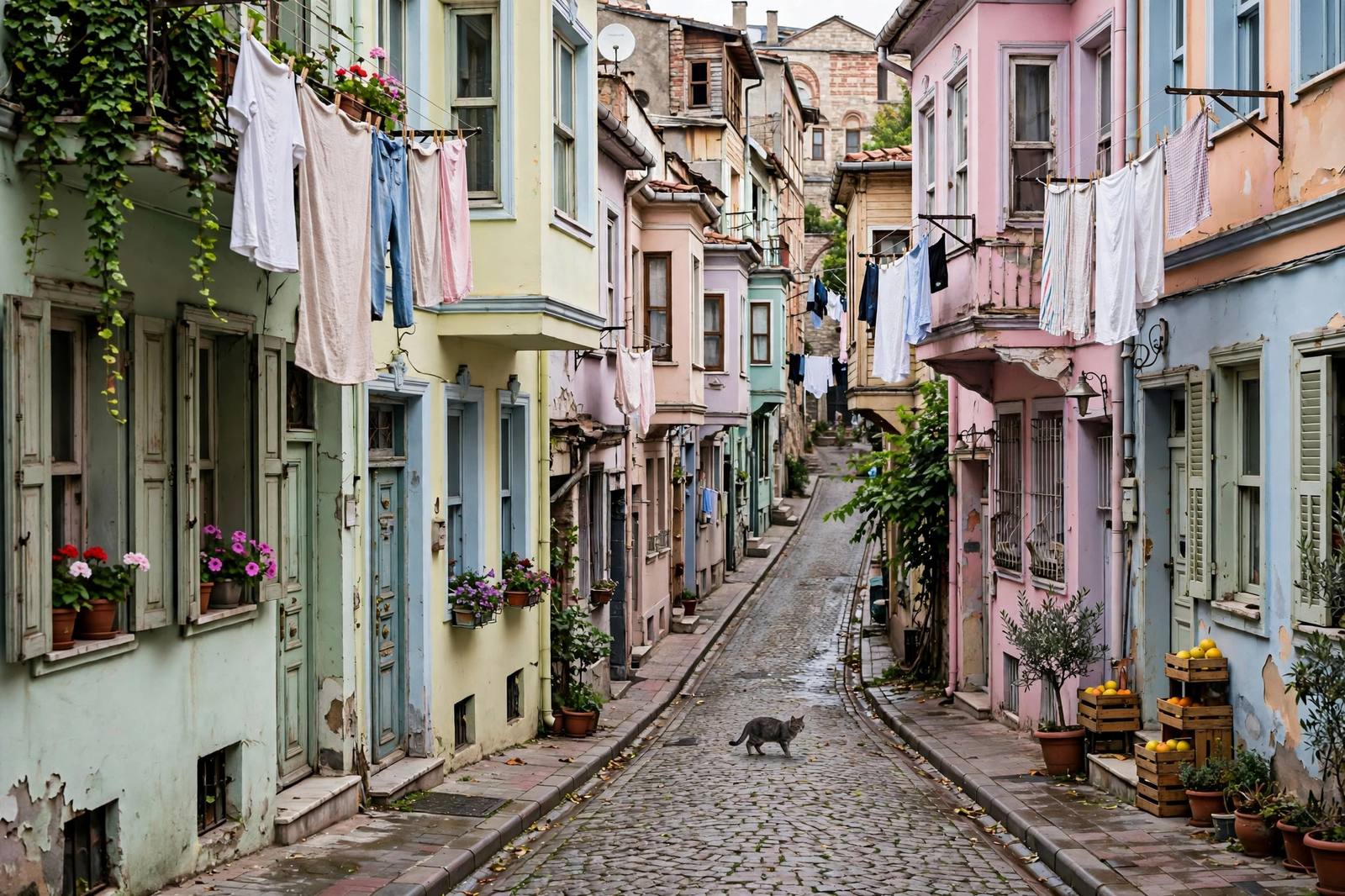 Colorful houses in Balat neighborhood