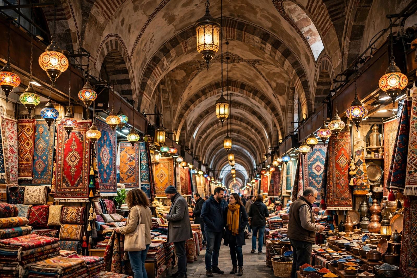 Grand Bazaar interior with lanterns