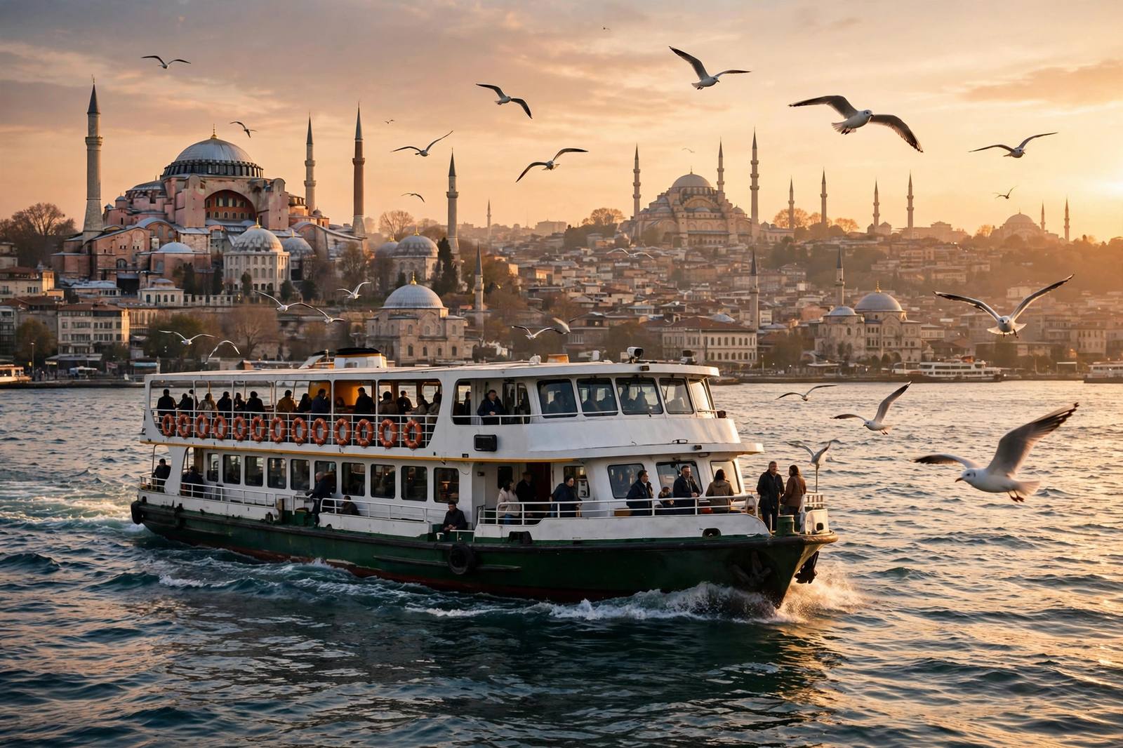 Commuter ferry crossing the Bosphorus