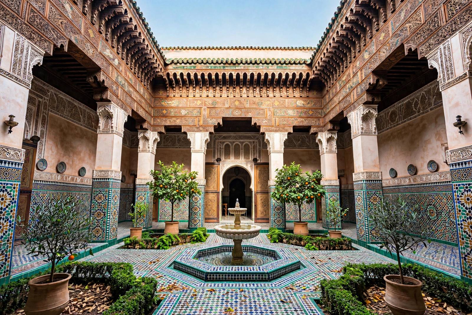 Bahia Palace ornate courtyard with mosaic tiles