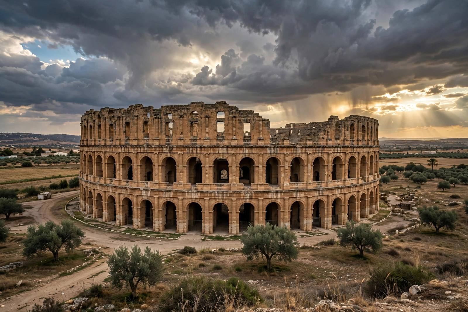 El Djem amphitheater, the third-largest Roman amphitheater in the world
